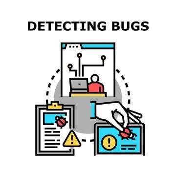 Detecting software bugs and error testing process 스톡 일러스트