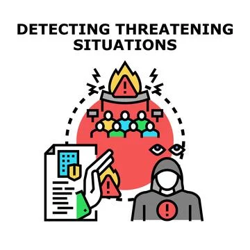 Detecting threatening situations and cybersecurity risks concept Stock Illustration