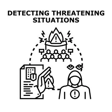 Detecting threatening situations and cybersecurity risks concept Stock Illustration