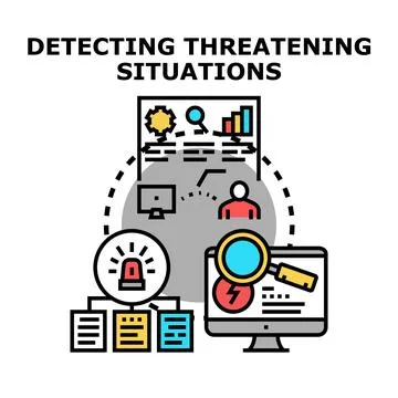 Detecting threatening situations and cybersecurity risk analysis Stock Illustration