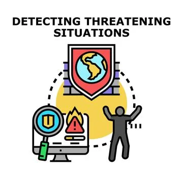 Detecting threatening situations global cybersecurity awareness Stock Illustration