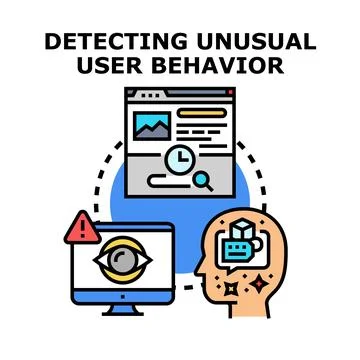Detecting unusual user behavior analysis and fraud prevention Stock Illustration