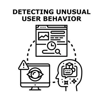 Detecting unusual user behavior analysis and fraud prevention Stock Illustration