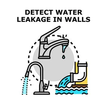 Detecting water leakage in walls issue Stock Illustration