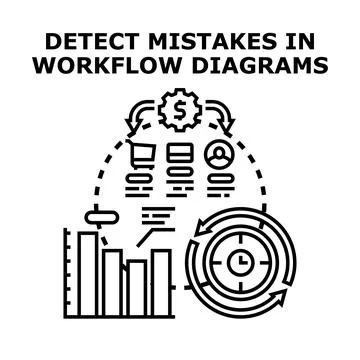 Detecting workflow errors improving process efficiency analyzing business dat Stock Illustration