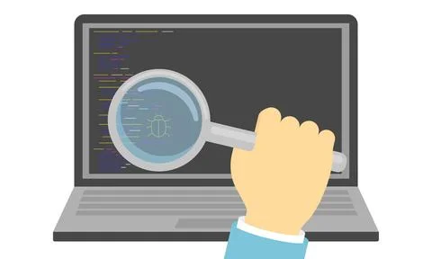 Detection of errors in the program code. Stock Illustration