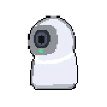 Detection facial recognition camera pixel art vector illustration Stock Illustration