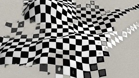 Detection on Four-tile repeat of a wavy  checkered pattern Stock Footage 99568273