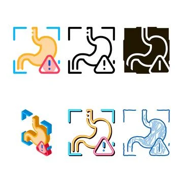 Detection of modern stomach problems scan icon vector outline Stock Illustration