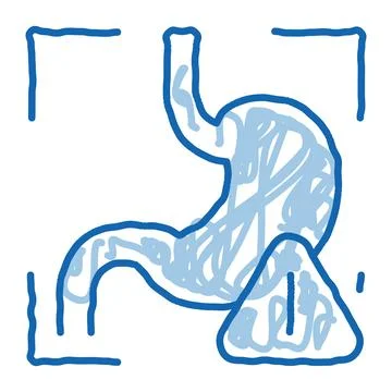 Detection of stomach problems scan doodle icon hand drawn illustration Illustrazione stock