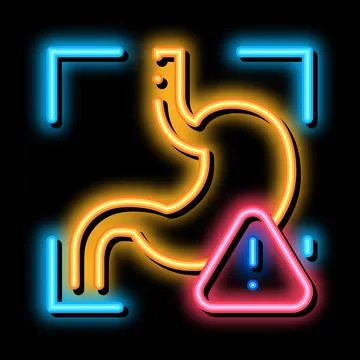 Detection of stomach problems scan neon glow icon illustration Illustrazione stock