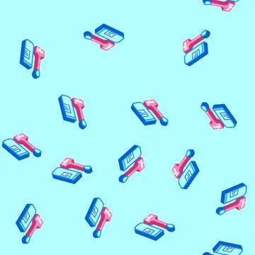 Detection test worm parasite isometric icon seamless pattern Illustrazione stock