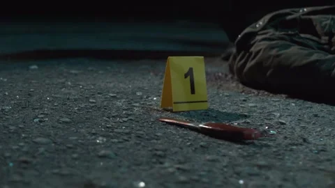 Detective and forensic scientists working hard at crime scene near headless body Stock Footage 283866352