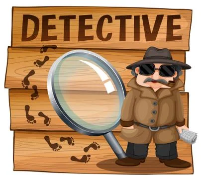Detective in brown overcoat Stock Illustration