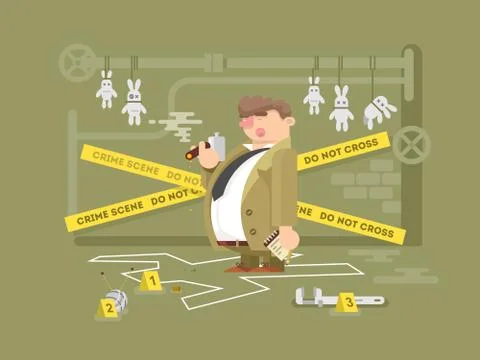 Detective character man Stock Illustration