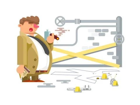 Detective character man Stock Illustration