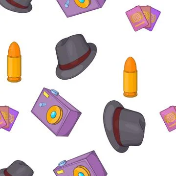 Detective elements pattern, cartoon style Stock Illustration