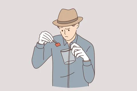 Detective with evidence working concept Illustrazione stock