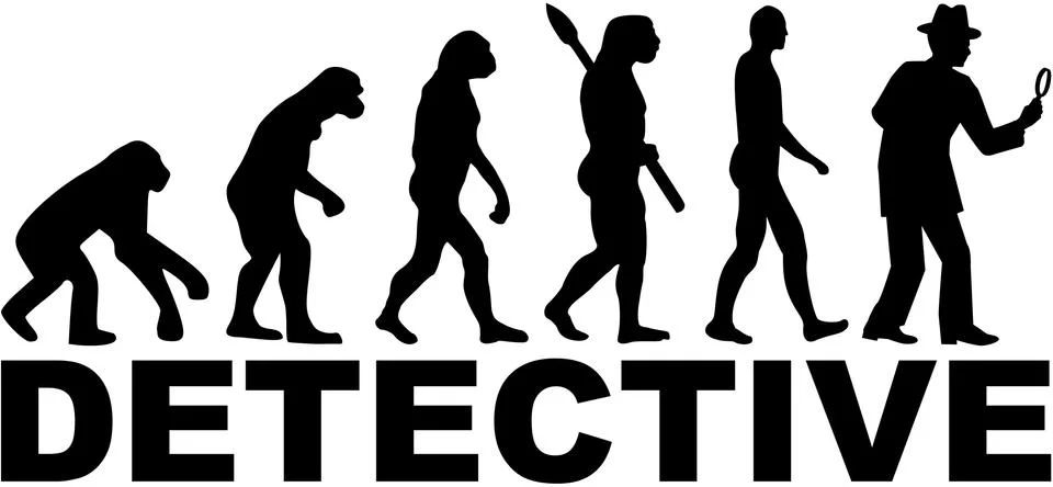 Detective evolution with word Stock-Illustration