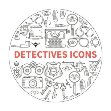 Detective flat icons Stock Illustration