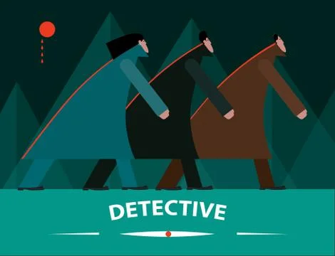 Detective in forest Illustrazione stock