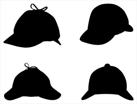 DETECTIVE HAT SILHOUETTE Stock Illustration