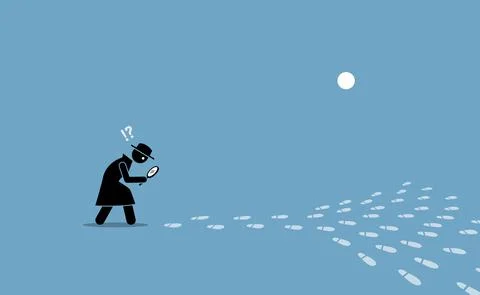 Detective having problem searching for the source of location with scattered  Stock Illustration