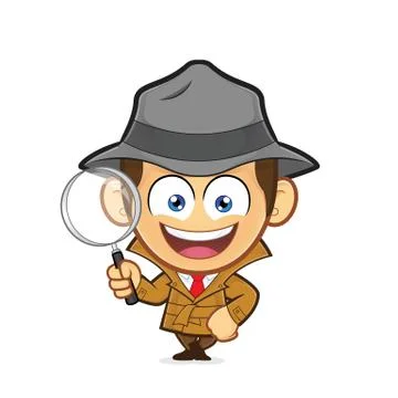 Detective leaning on an empty block Stock Illustration