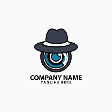 Detective lens logo design vector Stock Illustration