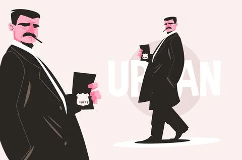 Detective man with cigarette Stock Illustration