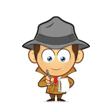 Detective with a notepad and pen Stock Illustration
