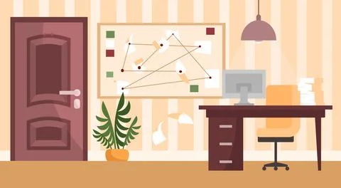 Detective office interior Stock Illustration