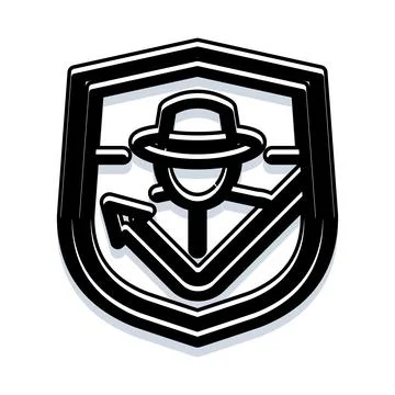 Detective person protecting data inside shield icon Stock Illustration