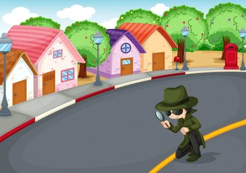 A detective at the road 스톡 일러스트
