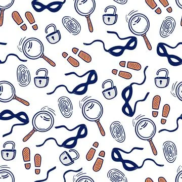 Detective seamless pattern. Hand drawn sketch Stock Illustration