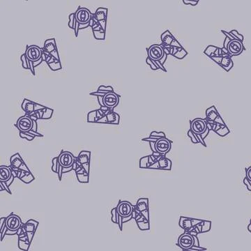 Detective search magnifying glass line vector seamless pattern Stock Illustration