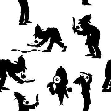 Detective Silhouettes Pattern Stockillustratie