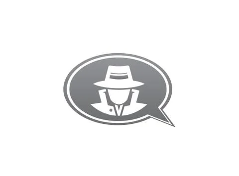 Detective spy with hat in a chat icon for logo vector design illustration, se Stock Illustration
