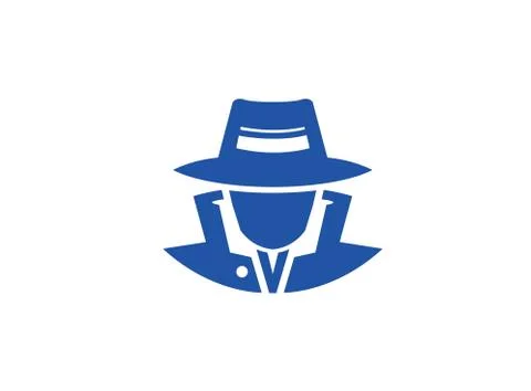 Detective spy with hat logo vector design illustration, secret job icon Stock Illustration