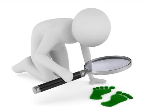 Detective studies traces. Isolated 3D image on white Ilustración de archivo