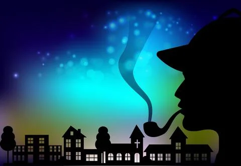 Detective vector profile in town. Sherlock Holmes Stock Illustration
