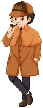 Detective wearing brown overcoat Stock Illustration