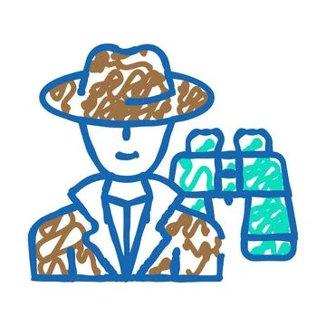 Detective worker flat icon doodle illustration 스톡 일러스트