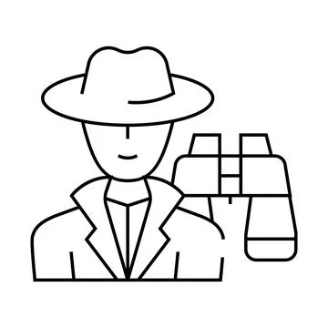 Detective worker line icon vector illustration flat Stockillustratie