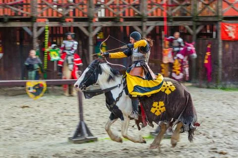 Detenice, Czech - October 22, 2017: Medieval Knight Tournament in castle Dete Stock Photos