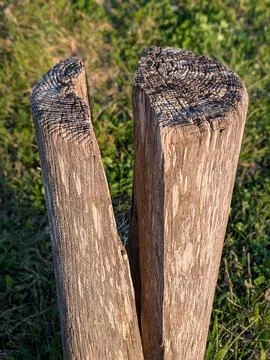 Deter Boundary With Textured Timbers. Split Timber Silhouettes With Texture.. Stock Photos