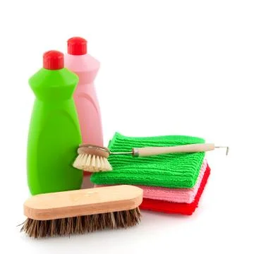 Detergent and brushes Stock Photos