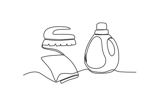 A detergent and cleaning brush Illustrazione stock