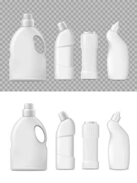 Detergent and cleanser bottles packaging 3d mockup Illustrazione stock