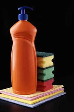 Detergent and sponge Stock Photos